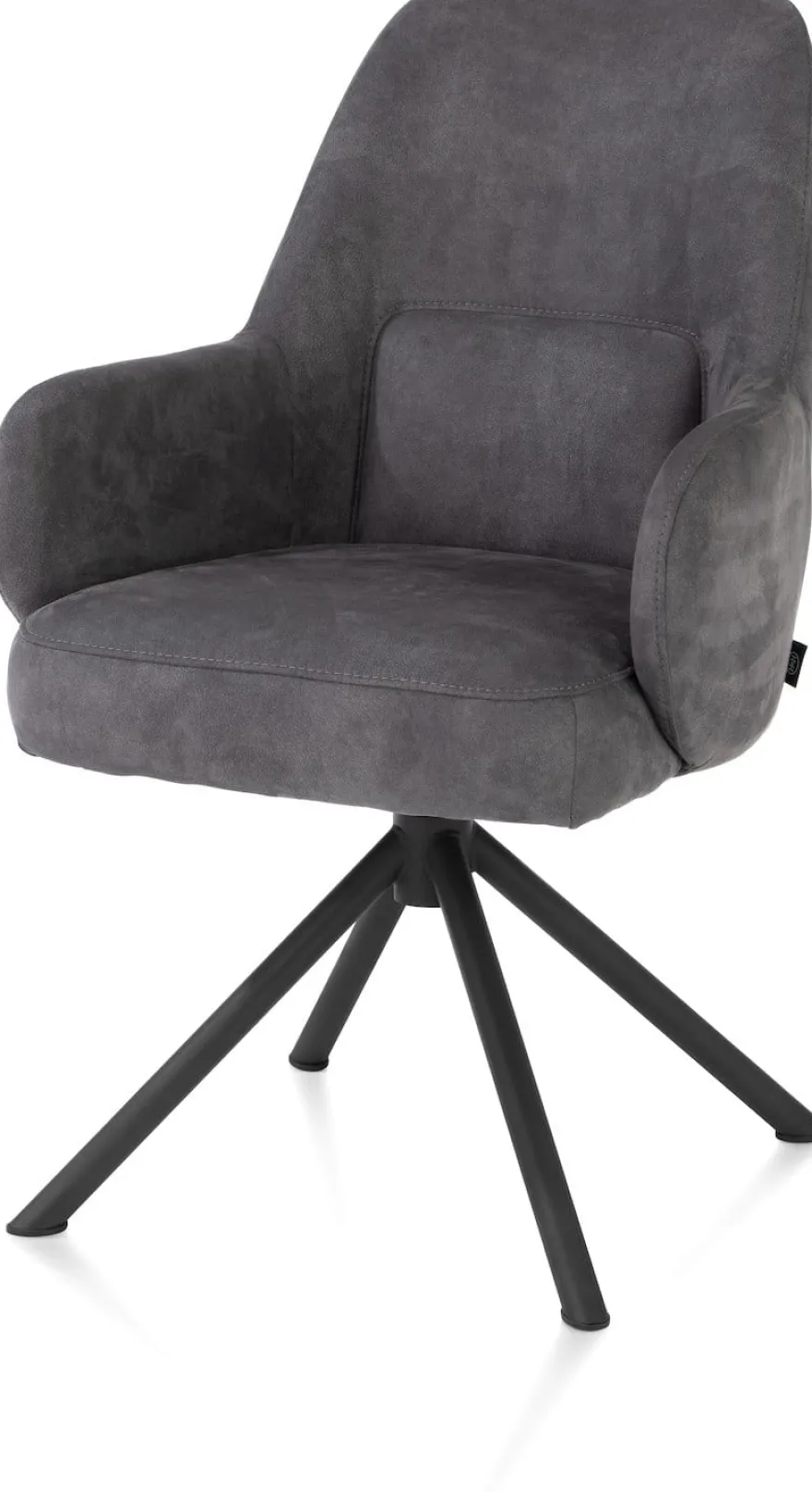 Melle, armstoel zwart frame met relaxsysteem - draaibaar - stof Calabria - antraciet - Antraciet