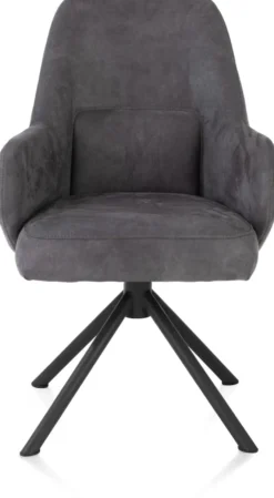 Melle, armstoel zwart frame met relaxsysteem - draaibaar - stof Calabria - antraciet - Antraciet