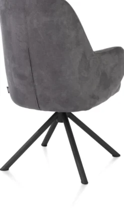 Melle, armstoel zwart frame met relaxsysteem - draaibaar - stof Calabria - antraciet - Antraciet