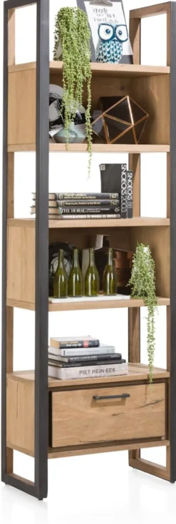 Metalo, boekenkast 65 cm - 1-lade + 5-niches