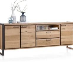 Metalo, dressoir 240 cm - 3-deuren + 2-laden + 1-niche (+ LED)