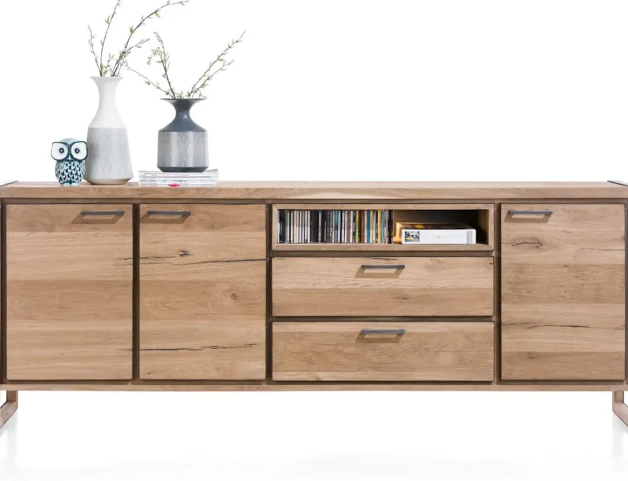 Metalo, dressoir 240 cm - 3-deuren + 2-laden + 1-niche (+ LED)