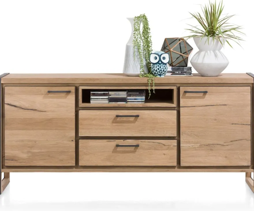 Metalo, dressoir 180 cm - 2-deuren + 2-laden + 1-niche (+ LED)