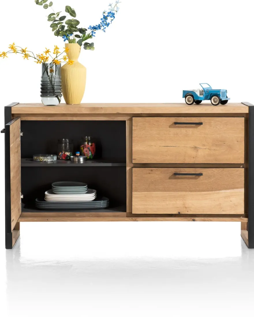 Metalo, dressoir 140 cm - 1-deur + 2-laden