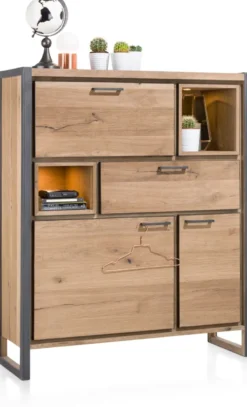 Metalo, highboard 2-deuren + 1-lade + 1-klep + 2-niches (+ LED)