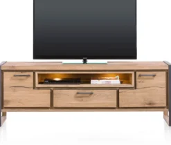 Metalo, lowboard 170 cm - 2-deuren + 1-lade + 1-niche (+ LED)