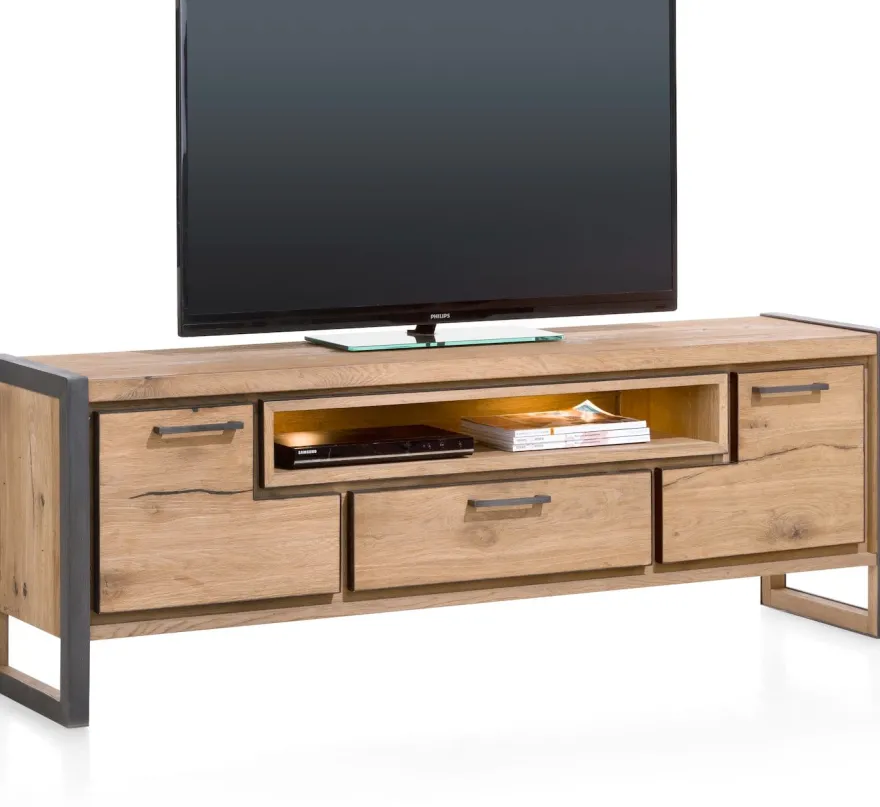 Metalo, lowboard 170 cm - 2-deuren + 1-lade + 1-niche (+ LED)