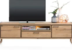 Metalo, lowboard 210 cm - 2-deuren + 1-lade + 1-niche (+ LED)