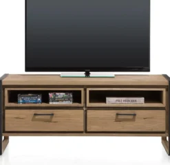 Metalo, lowboard 140 cm - 2-laden + 2-niches (+ LED)