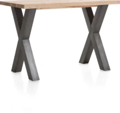 Metalox, bartafel 130 x 90 cm (hoogte: 92 cm) - zonder rand boomschors + X-vorm metalen poot