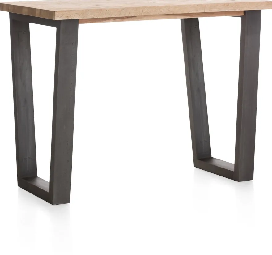 Metalox, bartafel 130 x 90 cm (hoogte: 92 cm) - met rand boomschors + V-vorm metalen poot
