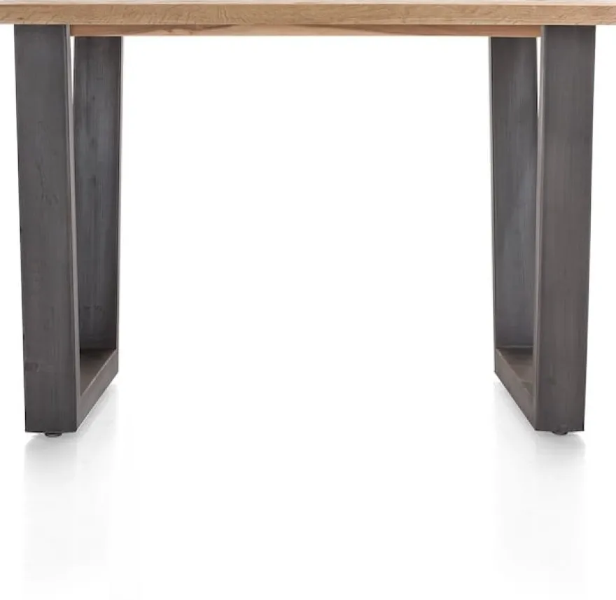 Metalox, bartafel 130 x 90 cm (hoogte: 92 cm) - met rand boomschors + V-vorm metalen poot