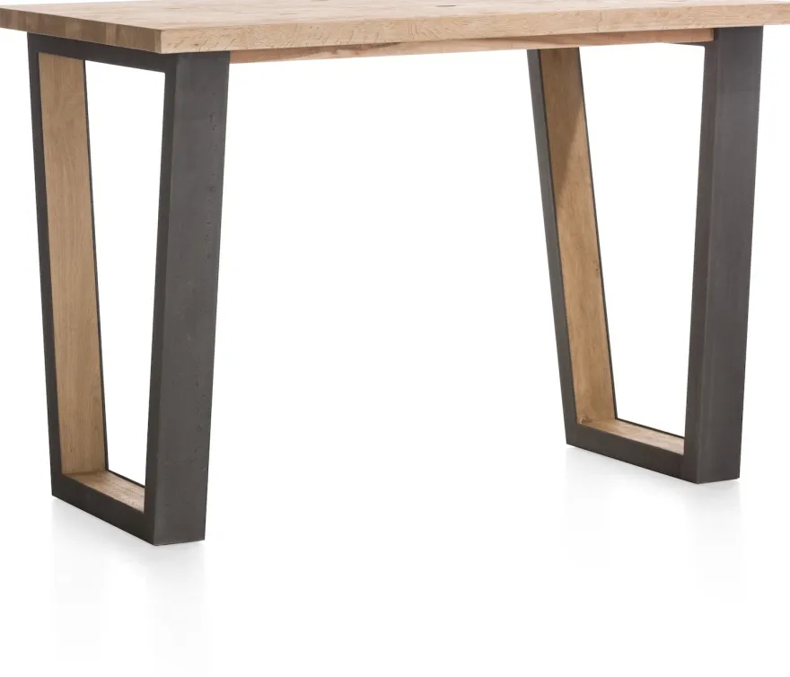Metalox, bartafel 130 x 90 cm (hoogte: 92 cm) - met rand boomschors + V-vorm metalen / houten poot