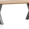 Metalox, eetkamertafel 170 x 100 cm - met rand boomschors + X-vorm metalen poot