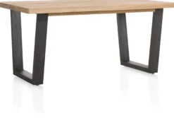 Metalox, eetkamertafel 170 x 100 cm - met rand boomschors + V-vorm metalen poot