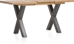 Metalox, uitschuif-bartafel 140 (+ 50) x 90 cm (hoogte: 92 cm) - zonder rand boomschors + X-vorm metalen poot
