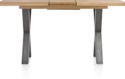 Metalox, uitschuif-bartafel 140 (+ 50) x 90 cm (hoogte: 92 cm) - zonder rand boomschors + X-vorm metalen poot