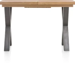 Metalox, uitschuif-bartafel 140 (+ 50) x 90 cm (hoogte: 92 cm) - zonder rand boomschors + X-vorm metalen poot