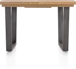 Metalox, uitschuif-bartafel 140 (+ 50) x 90 cm (hoogte: 92 cm) - zonder rand boomschors + V-vorm metalen poot
