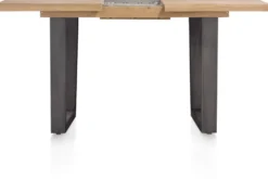 Metalox, uitschuif-bartafel 140 (+ 50) x 90 cm (hoogte: 92 cm) - zonder rand boomschors + V-vorm metalen poot