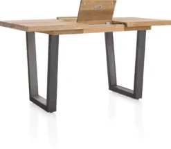 Metalox, uitschuif-bartafel 140 (+ 50) x 90 cm (hoogte: 92 cm) - zonder rand boomschors + V-vorm metalen poot