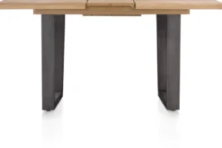 Metalox, uitschuif-bartafel 140 (+ 50) x 90 cm (hoogte: 92 cm) - zonder rand boomschors + V-vorm metalen poot