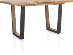 Metalox, uitschuif-bartafel 140 (+ 50) x 90 cm (hoogte: 92 cm) - zonder rand boomschors + V-vorm metalen / houten poot