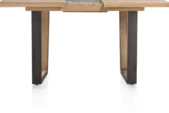 Metalox, uitschuif-bartafel 140 (+ 50) x 90 cm (hoogte: 92 cm) - zonder rand boomschors + V-vorm metalen / houten poot