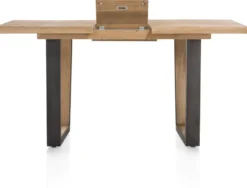 Metalox, uitschuif-bartafel 140 (+ 50) x 90 cm (hoogte: 92 cm) - zonder rand boomschors + V-vorm metalen / houten poot