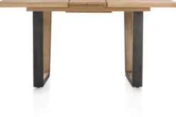 Metalox, uitschuif-bartafel 140 (+ 50) x 90 cm (hoogte: 92 cm) - zonder rand boomschors + V-vorm metalen / houten poot