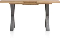 Metalox, uitschuif-bartafel 140 (+ 50) x 90 cm (hoogte: 92 cm) - met rand boomschors + X-vorm metalen poot