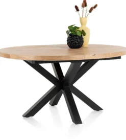 Metalox, uitschuiftafel rond 150 (+ 40) x 130 cm