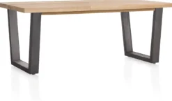 Metalox, uitschuiftafel 160 (+ 50) x 100 cm - met rand boomschors + V-vorm metalen poot