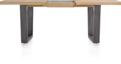 Metalox, uitschuiftafel 160 (+ 50) x 100 cm - met rand boomschors + V-vorm metalen poot