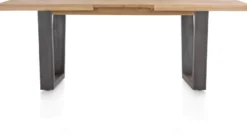 Metalox, uitschuiftafel 160 (+ 50) x 100 cm - met rand boomschors + V-vorm metalen poot