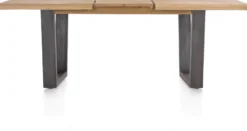 Metalox, uitschuiftafel 160 (+ 50) x 100 cm - met rand boomschors + V-vorm metalen poot