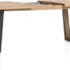 Metalox, uitschuiftafel 160 (+ 50) x 100 cm - met rand boomschors + V-vorm metalen / houten poot