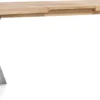Metalox, uitschuiftafel 160 (+ 50) x 100 cm - zonder rand boomschors + X-vorm metalen poot