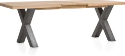 Metalox, uitschuiftafel 160 (+ 50) x 100 cm - zonder rand boomschors + X-vorm metalen poot