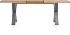 Metalox, uitschuiftafel 160 (+ 50) x 100 cm - zonder rand boomschors + X-vorm metalen poot