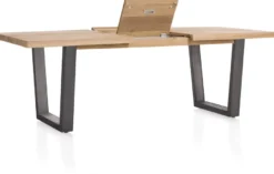 Metalox, uitschuiftafel 160 (+ 50) x 100 cm - zonder rand boomschors + V-vorm metalen poot