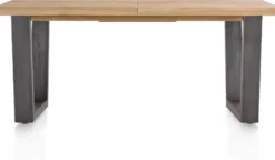 Metalox, uitschuiftafel 160 (+ 50) x 100 cm - zonder rand boomschors + V-vorm metalen poot