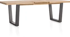 Metalox, uitschuiftafel 160 (+ 50) x 100 cm - zonder rand boomschors + V-vorm metalen poot