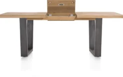 Metalox, uitschuiftafel 160 (+ 50) x 100 cm - zonder rand boomschors + V-vorm metalen poot