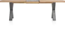Metalox, uitschuiftafel 190 (+ 50) x 100 cm - zonder rand boomschors + X-vorm metalen poot