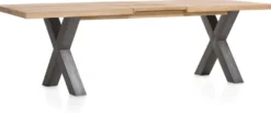 Metalox, uitschuiftafel 190 (+ 50) x 100 cm - zonder rand boomschors + X-vorm metalen poot