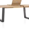 Metalox, uitschuiftafel 190 (+ 50) x 100 cm - zonder rand boomschors + V-vorm metalen poot