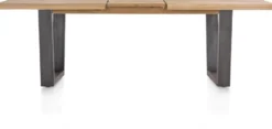 Metalox, uitschuiftafel 190 (+ 50) x 100 cm - zonder rand boomschors + V-vorm metalen poot