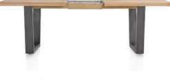 Metalox, uitschuiftafel 190 (+ 50) x 100 cm - zonder rand boomschors + V-vorm metalen poot