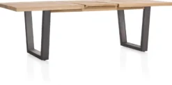 Metalox, uitschuiftafel 190 (+ 50) x 100 cm - zonder rand boomschors + V-vorm metalen poot